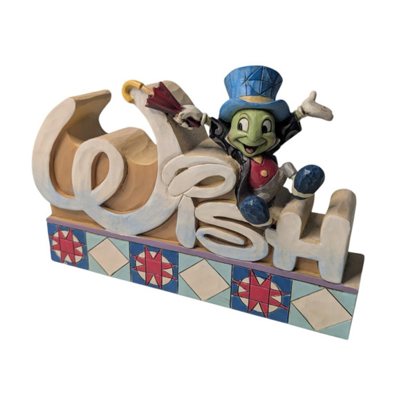 Jim Shore Disney Traditions Wish Word Plaque Jiminy Cricket 4032892 Rare HTF - Picture 2 of 13